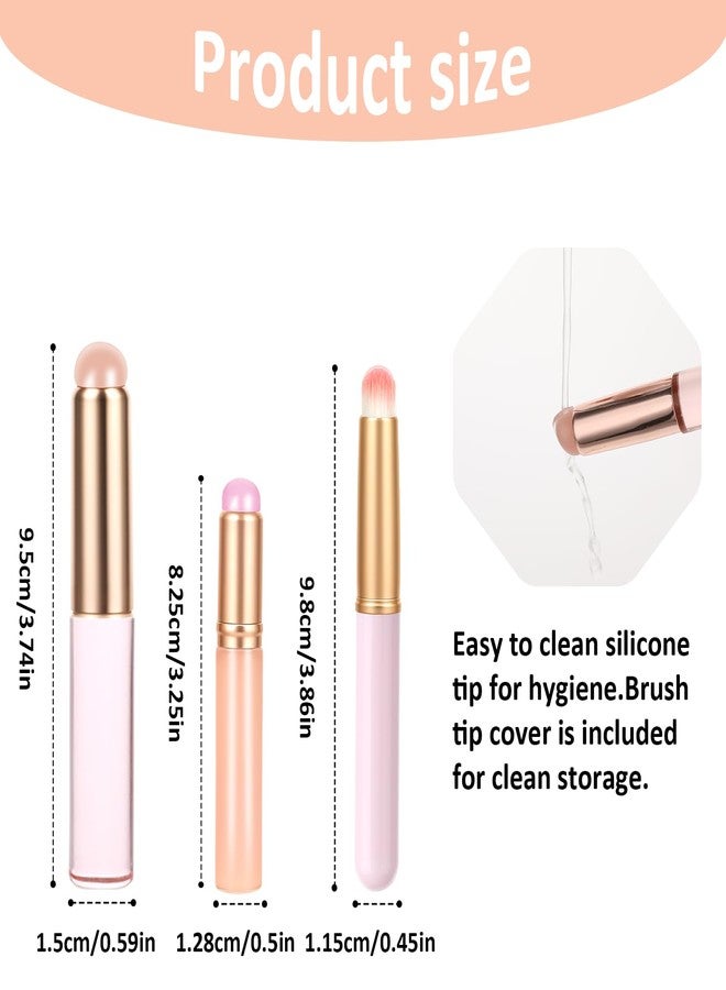 Aeaocvo 3 Pcs Silicone Lip Brush Reusable Lip Makeup Applicator Round Head Lip Brushes Applicator with Cover, Multifunctional Makeup Brush Beauty Tool for Lipstick Lip Gloss Balm Mask Concealer Eyeshadow - Image 2